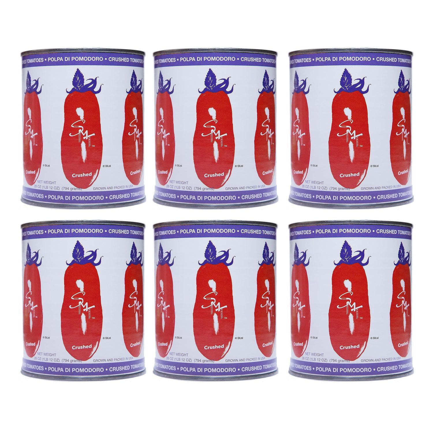 SMT San Merican Crushed Canned Tomatoes - 28 Ounce (Pack of 6) - USA Grown