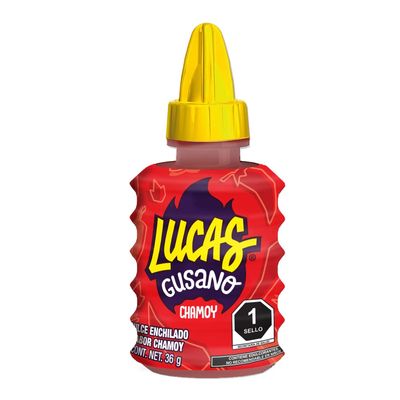 Lucas Gusano Fruity Chamoy Flavored Liquid Spicy Candy, 1.26oz - 10 Pieces Pack for Treats, Fruit, Snack, Parties, Piatas