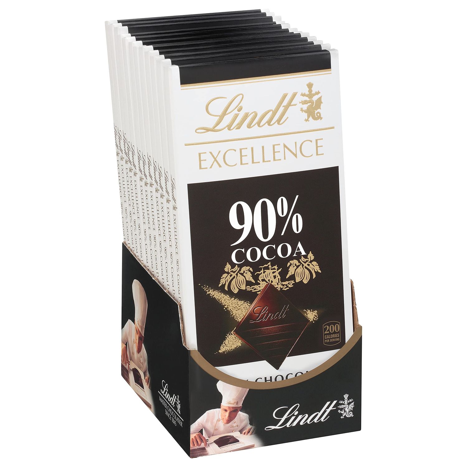 Lindt EXCELLENCE 90% Cocoa Dark Chocolate Candy Bar, Halloween Party Candy, 3.5 oz. (12 Pack)