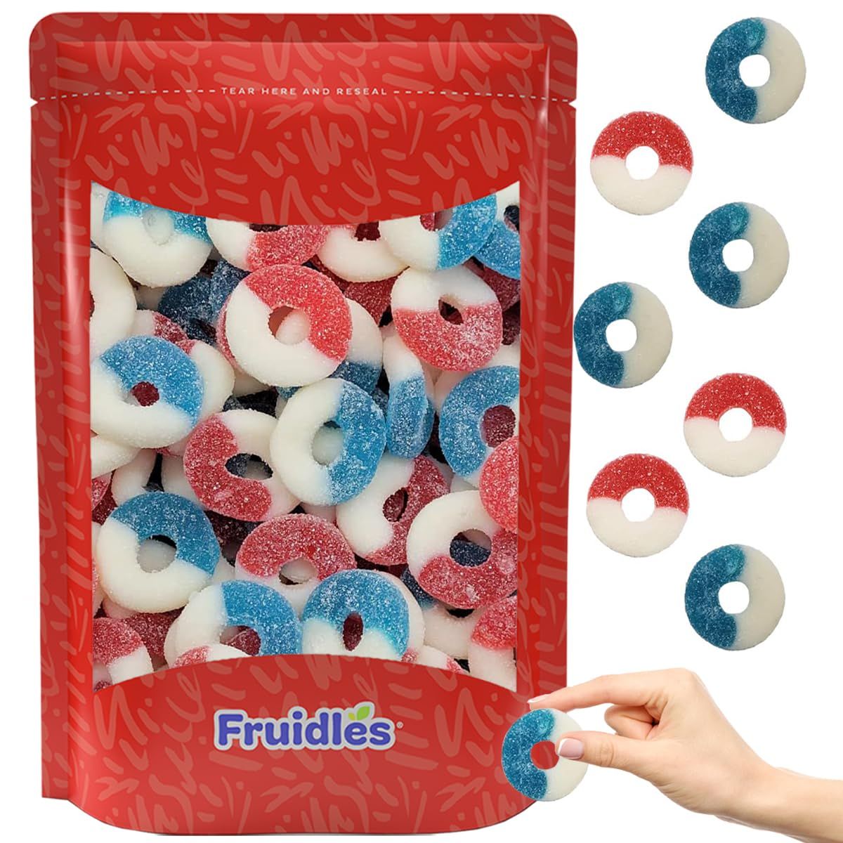 Fruidles USA Patriotic Gummy Freedom Rings Candy Holiday Treats, 4th of July, Fun and Festive Snacking, Party flavor, Half-Pound