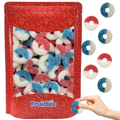Fruidles USA Patriotic Gummy Freedom Rings Candy Holiday Treats, 4th of July, Fun and Festive Snacking, Party flavor, Half-Pound