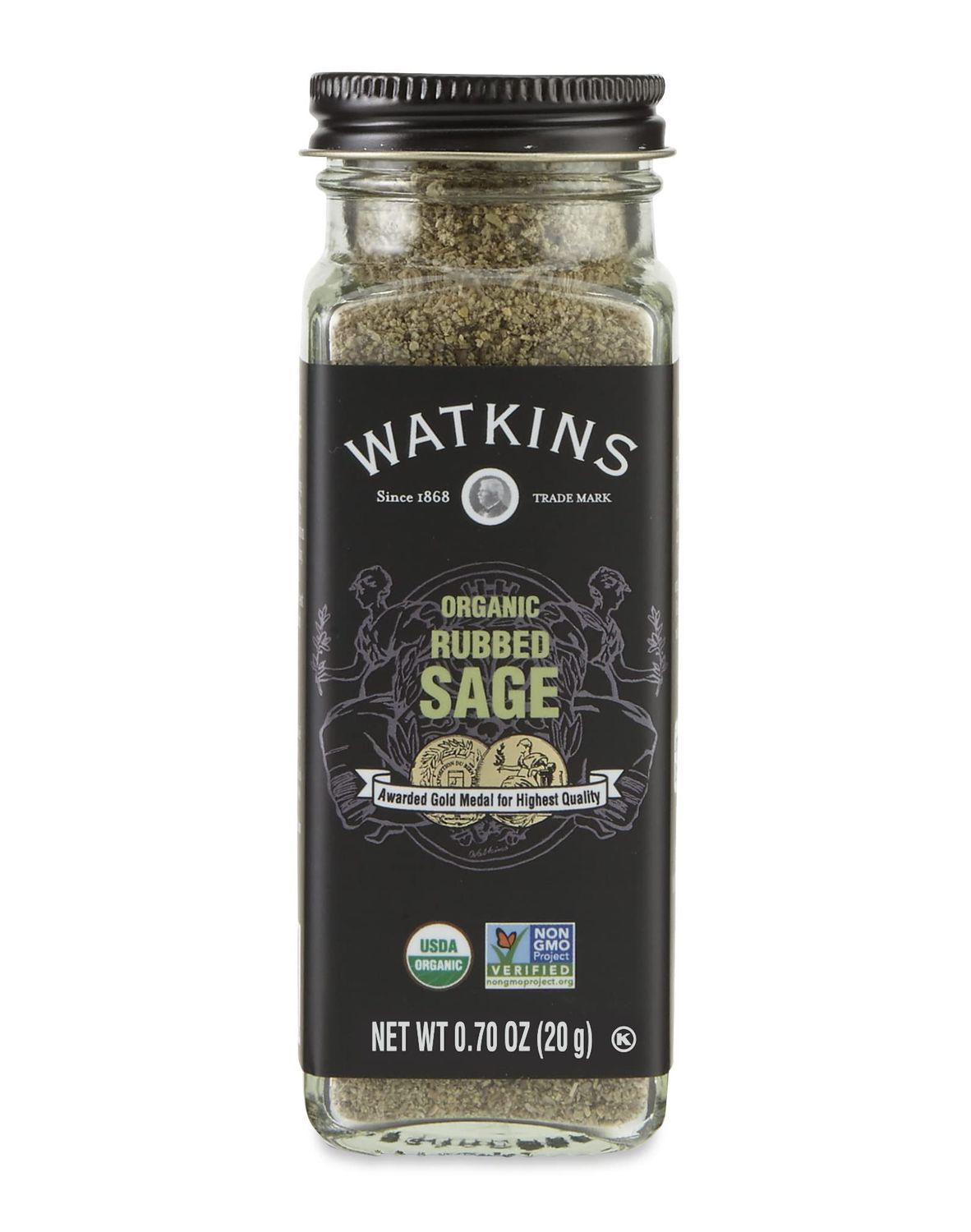 Watkins Gourmet Organic Spice Jar, Rubbed Sage, Non-GMO, Kosher, 0.7 Ounce Jar, 1-Pack