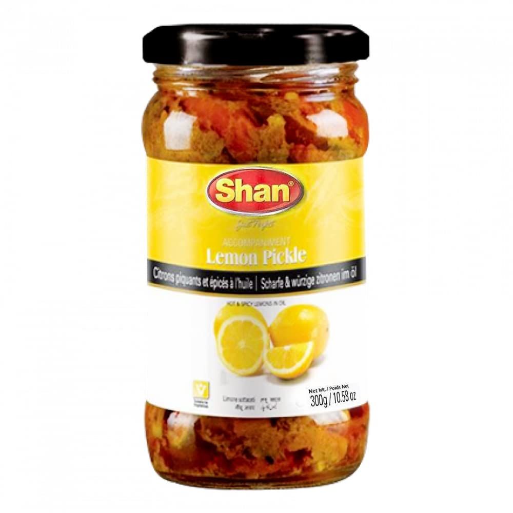 Shan Lemon Pickle 10.58oz (300g) - Hot &amp; Spicy Lemons in Oil - Rich Blends of Spices - Perfect Accompaniment to Everyday Meals - Suitable for Vegetarians - Airtight Pet Jar