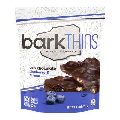 barkTHINS Snacking Dark Chocolate, Blueberry with Quinoa Crunch, 4.7 Ounce (Pack of 12)