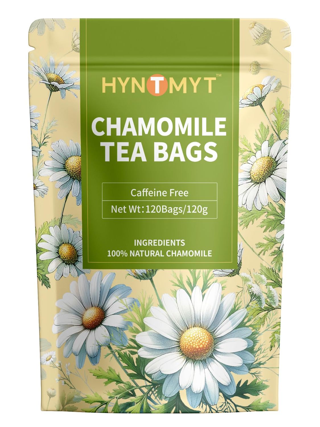 HYNTMYT Chamomile Tea Bags, 1g/bag, Natural &amp; Pure Chamomile Flowers Herbal Tea, Caffeine Free, 120 Count