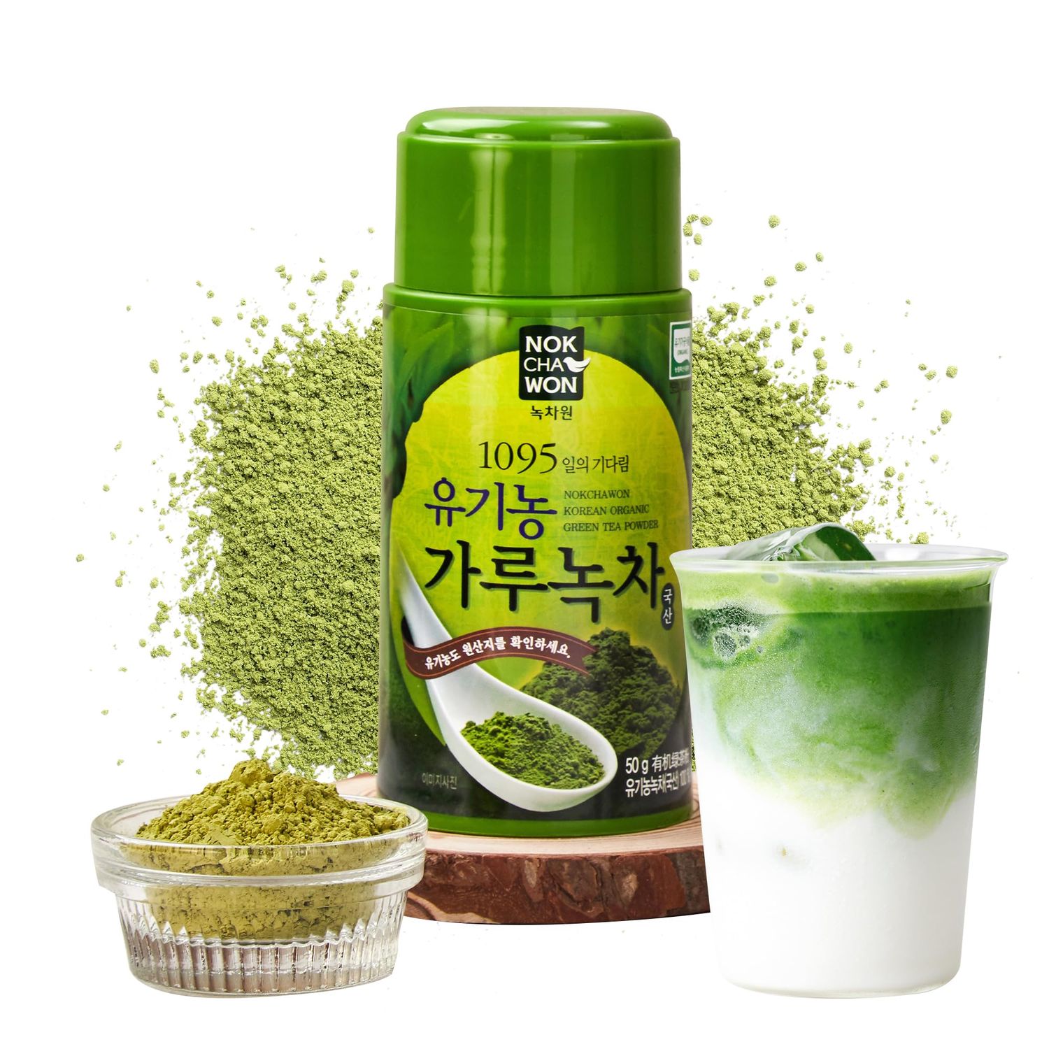 [Nokchawon] Organic Powdered Green Tea from Korea, Matcha, Unsweetened, Green Iced Tea, Premium Pure Green Tea, Korean Tea, for Stocking Stuffers and White Elephant Gifts, 1 Pack, 1.77 oz (50g)
