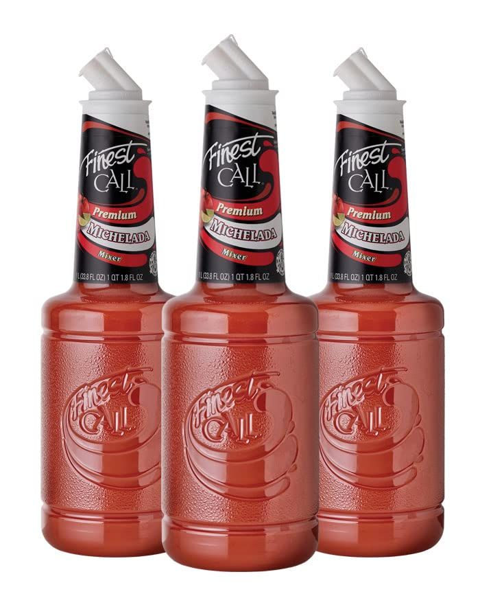 Finest Call Premium Michelada Drink Mix, 1 Liter Bottle (33.8 Fl Oz), Pack of 3