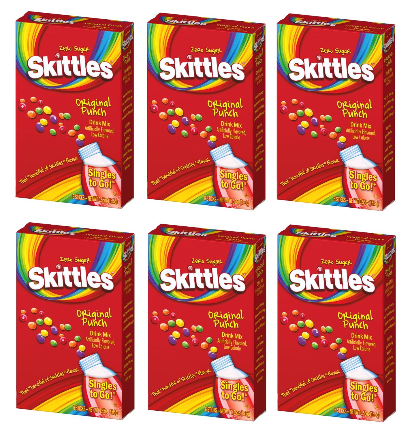 Skittles Singles To Go Drink Mix, Original Punch, 6 pack, 6 count boxes