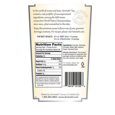 Amoretti Premium Syrup, Crema Di English Toffee, 25.4 Ounce