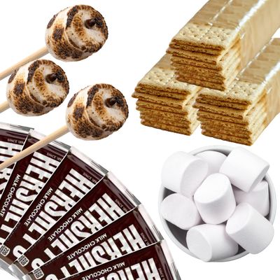 112 Piece S&#39;mores Kit - Makes Up To 24 S&#39;mores - Includes 30 Roasting Sticks, Chocolate, Graham Crackers, and Marshmallows - Perfect For Camping, Outdoor Fire Pits, Birthday Parties