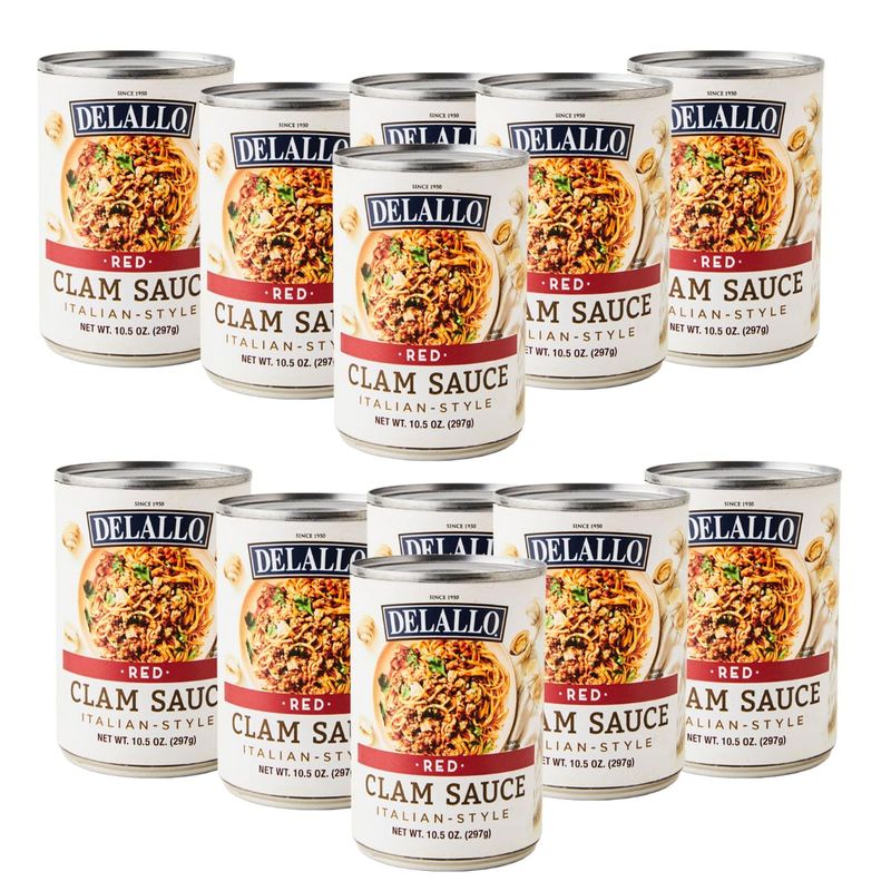 DeLallo Italian Red Clam Sauce, 10.5 Ounce Can, 12 Pack, Made with Fresh Sea Clams, Dairy Free