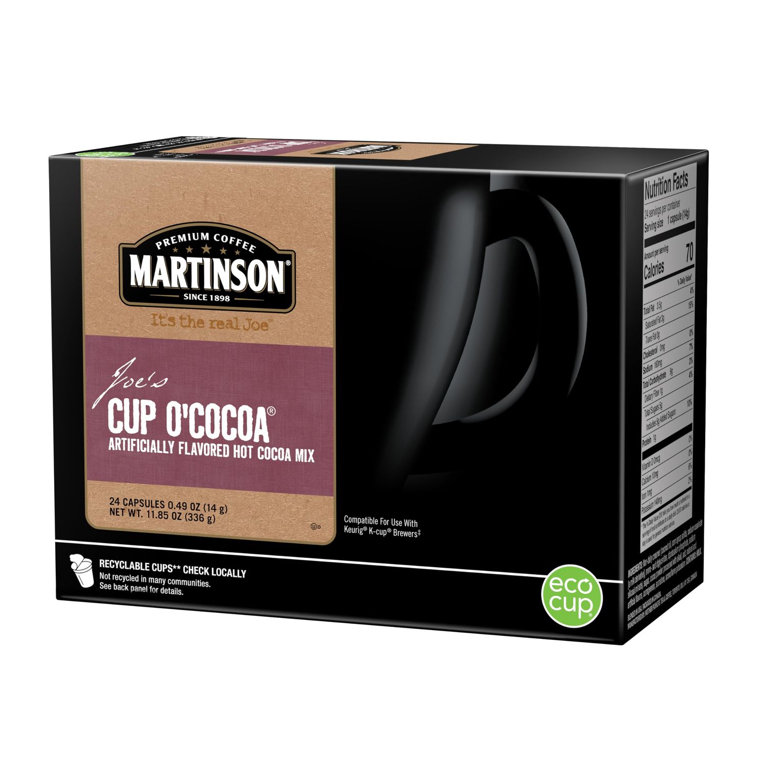 Martinson Cup O&#39;Cocoa, Hot Cocoa Beverage, Keurig K-Cup Brewer Compatible Pods, 24 Count (Pack of 1)
