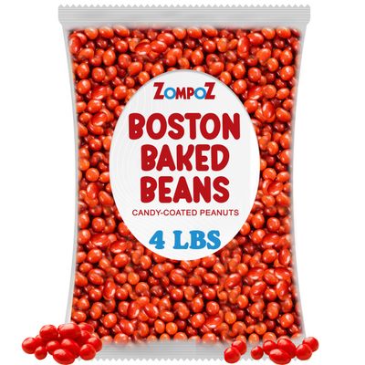 Red Baked Beans Christmas Candy, 4 lbs Bulk Pack, Old Fashioned Toasted Peanut Candy Coated with Classic Red Glaze for Holiday Snacks, Candy Buffets, and Christmas Stocking Stuffers