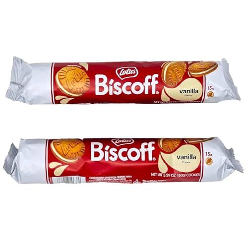 Sandwich Cookies Vanilla cream 5.29 oz (15 Cookies per pack) - Pack of 2 (Total:30 Cookies)