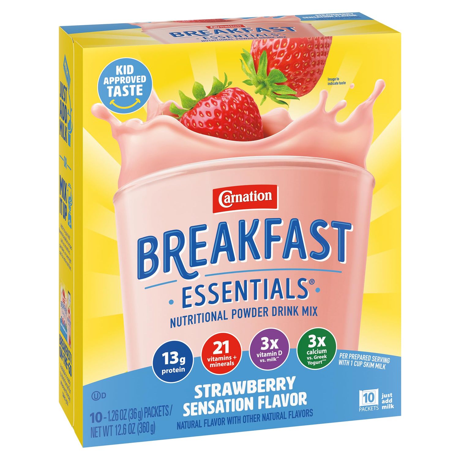 Carnation Breakfast Essentials Complete Nutritional Drink Strawberry 1.26 oz. Packet 60 Ct