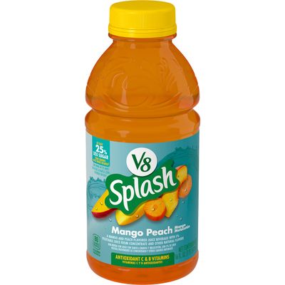 V8 Splash Mango Peach Flavored Juice Beverage, 16 FL OZ Bottle