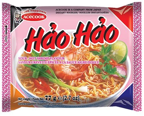 Acecook Hao Hao Mi Tom Chua Cay Instant Noodle Sour-Hot Shrimp Flavoured 77g, 15 Pack