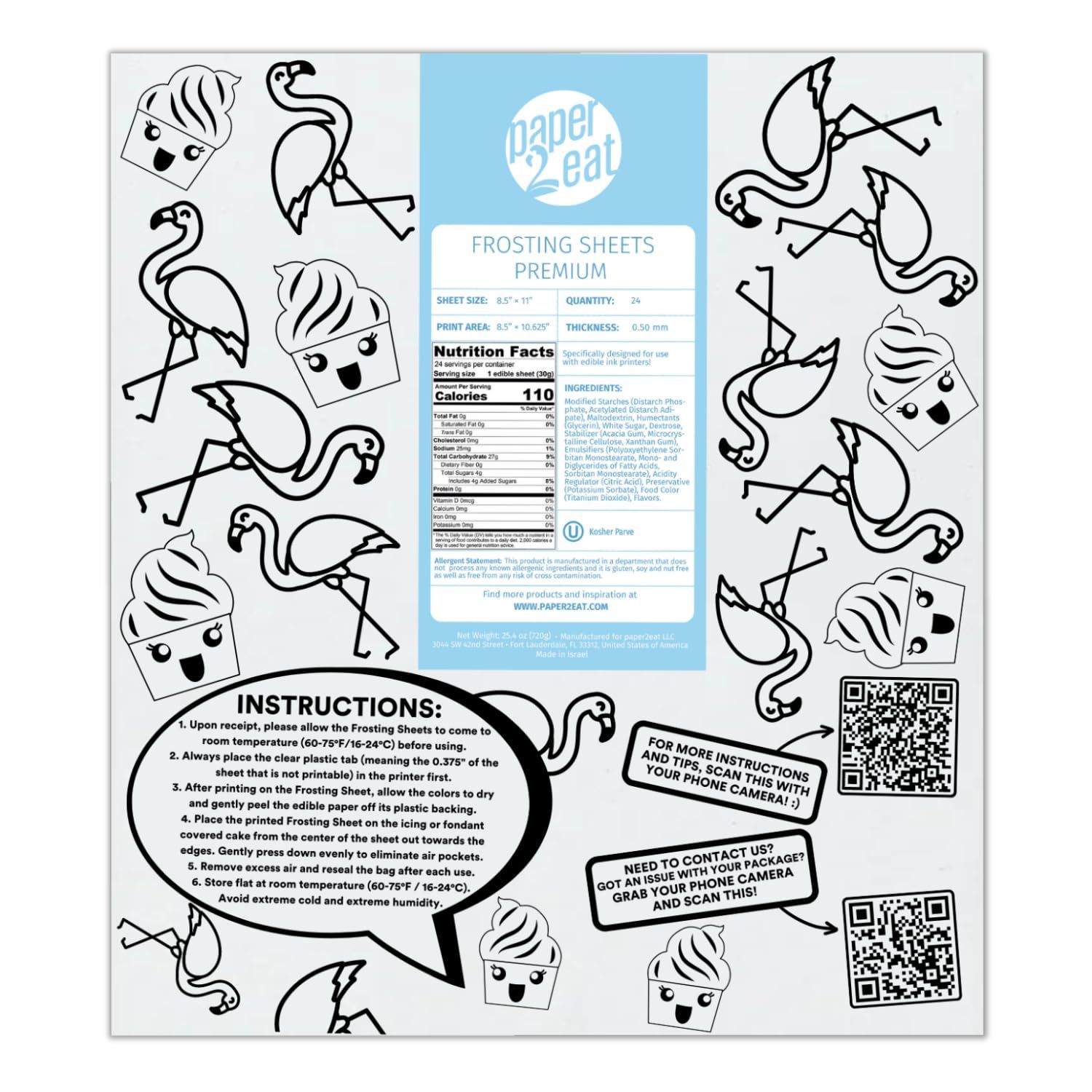 paper2eat Frosting Sheets Premium 8.5 x 11 - 24 count - White Edible Icing Sheets