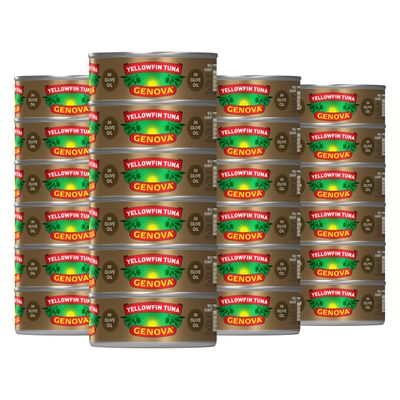 Genova Premium Yellowfin Tuna in Olive Oil, 5 Ounce Cans (Pack of 24), Wild Caught Canned Tuna, Solid Light