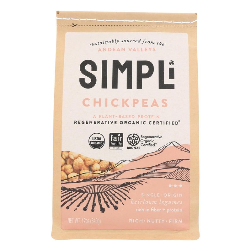 SIMPLi Regenerative Organic Certified  Chickpeas, 12 OZ