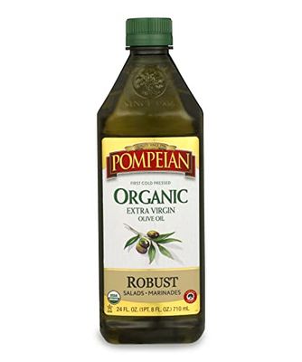 Pompeian USDA Organic Robust Extra Virgin Olive Oil, First Cold Pressed, Full-Bodied Flavor, Perfect for Salad Dressings &amp; Marinades, 24 FL. OZ.