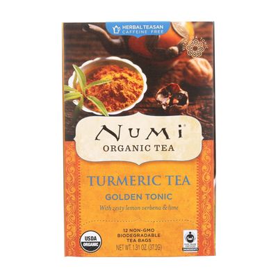 Numi Organic Golden Tonic Turmeric Tea - 12 bags per pack - 6 packs per case.