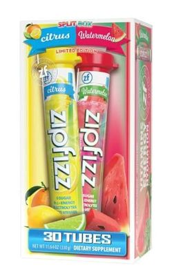Zipfizz, Vitamin Energy Hydration Drink Mix Split Box, Citrus &amp; Watermelon Flavor, 30 Count (15 each)