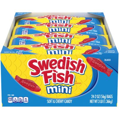 SWEDISH FISH Mini Soft &amp; Chewy Candy, Bulk Candy, 24 - 2 oz Bags