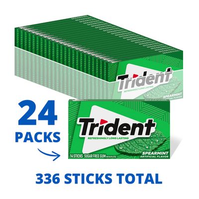 Trident Spearmint Sugar Free Gum, 24 Packs of 14 Pieces (336 Total Pieces)