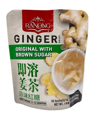 Ranong Tea Original Ginger Drink with Brown Sugar, Pack of 2, 20 sachets