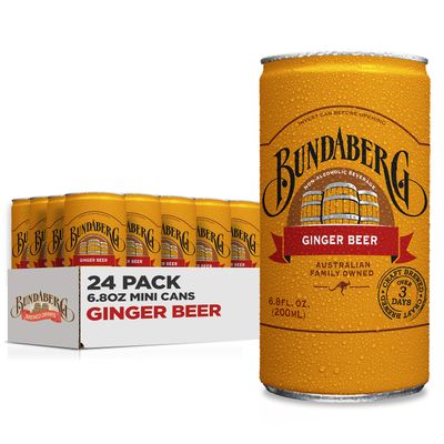 Bundaberg Ginger Beer, 6.8 fl oz Cans, (24 Pack)