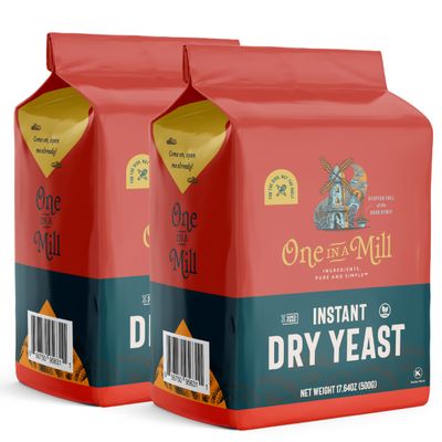 One in a Mill Instant Yeast for Baking | 1.1 LB [2 Pack] Fast Acting Self Rising Dry Yeast | Bread Machine Yeast for Baking Bread, Cake, Pizza Dough | Quick Rapid Rise Leavening Agent for Pastries