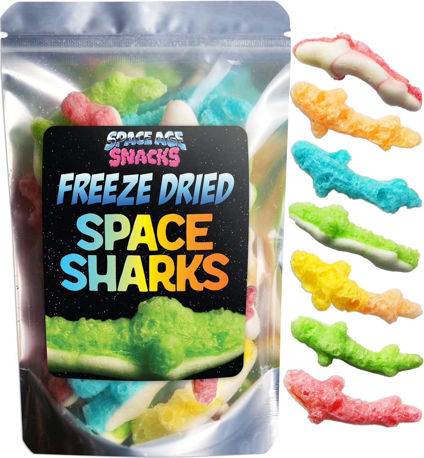 Freeze Dried Gummy Sharks - Premium Candy Shipped in a Box for Extra Protection - Space Age Snacks Space Sharks Freeze Dry Candy for All Ages (3 Ounce)
