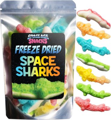 Freeze Dried Gummy Sharks - Premium Candy Shipped in a Box for Extra Protection - Space Age Snacks Space Sharks Freeze Dry Candy for All Ages (3 Ounce)