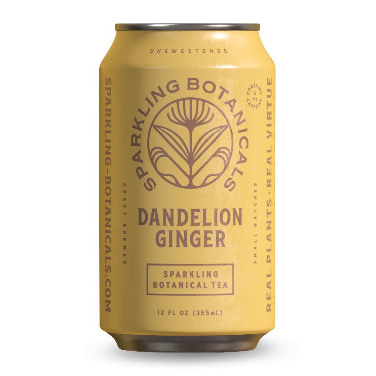 Rishi Tea Dandelion Ginger Sparkling Botanicals Sparkling Water - Organic, Unsweetened, Zero Added Sugar, Caffeinated, Craft-Brewed From Real Plants - 12 oz (Pack of 12)
