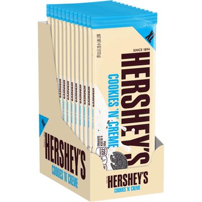 HERSHEY&#39;S Cookies &#39;n&#39; Creme XL, Candy Bars, 4 oz (12 Count, 16 Pieces)
