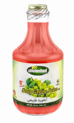 Shemshad Sour Grape Juice 32 FL OZ Persian Verjus (Abghooreh) Not from Concentrate Kosher Made in USA - Natural