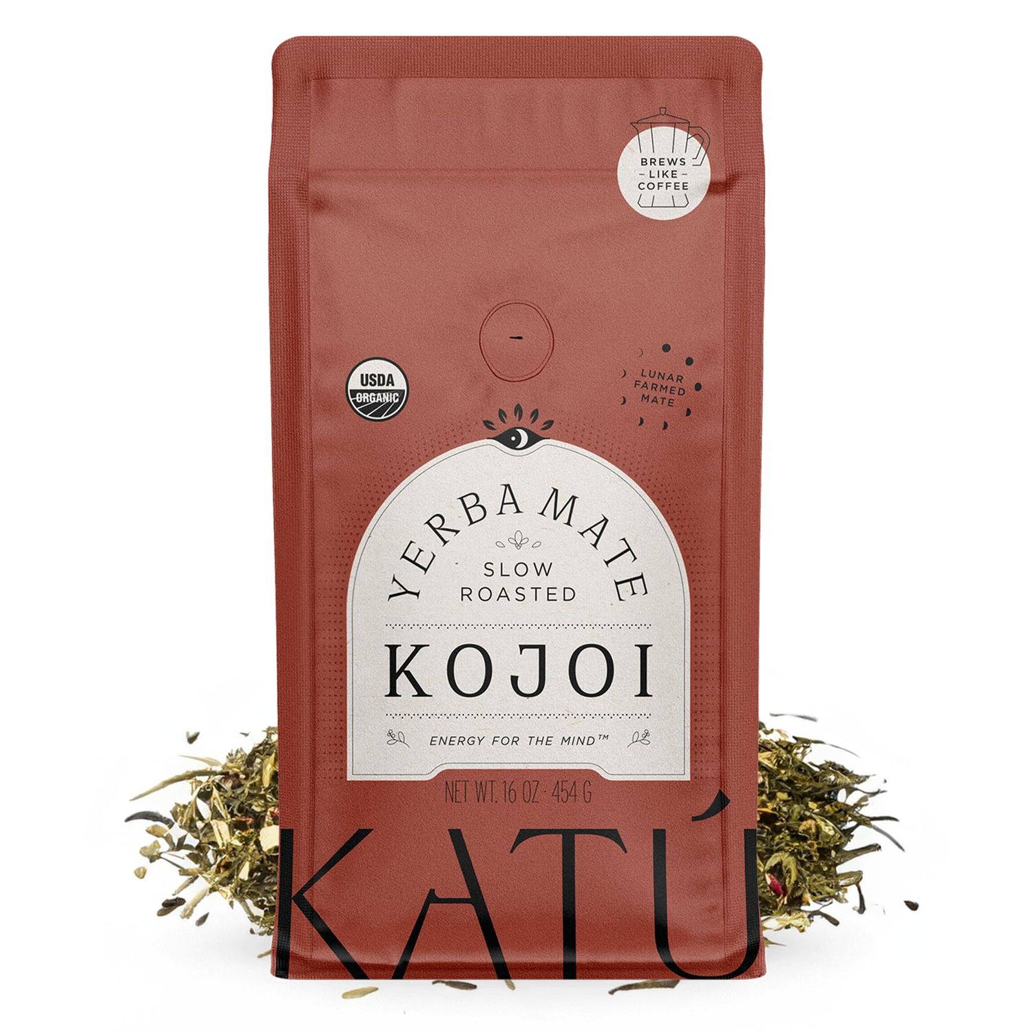 Kat Kojoi Premium Organic Yerba Mate Tea, Slow Roasted, Unsmoked, Air Dried, Loose-Leaf, Aged, Natural Energy, 16 oz (454g)