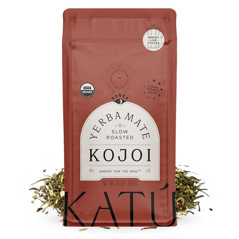Kat Kojoi Premium Organic Yerba Mate Tea, Slow Roasted, Unsmoked, Air Dried, Loose-Leaf, Aged, Natural Energy, 16 oz (454g)