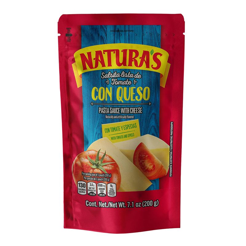 Natura&#39;s Cheese Pasta Sauce, 7.1oz. Pouch (Pack of 3)