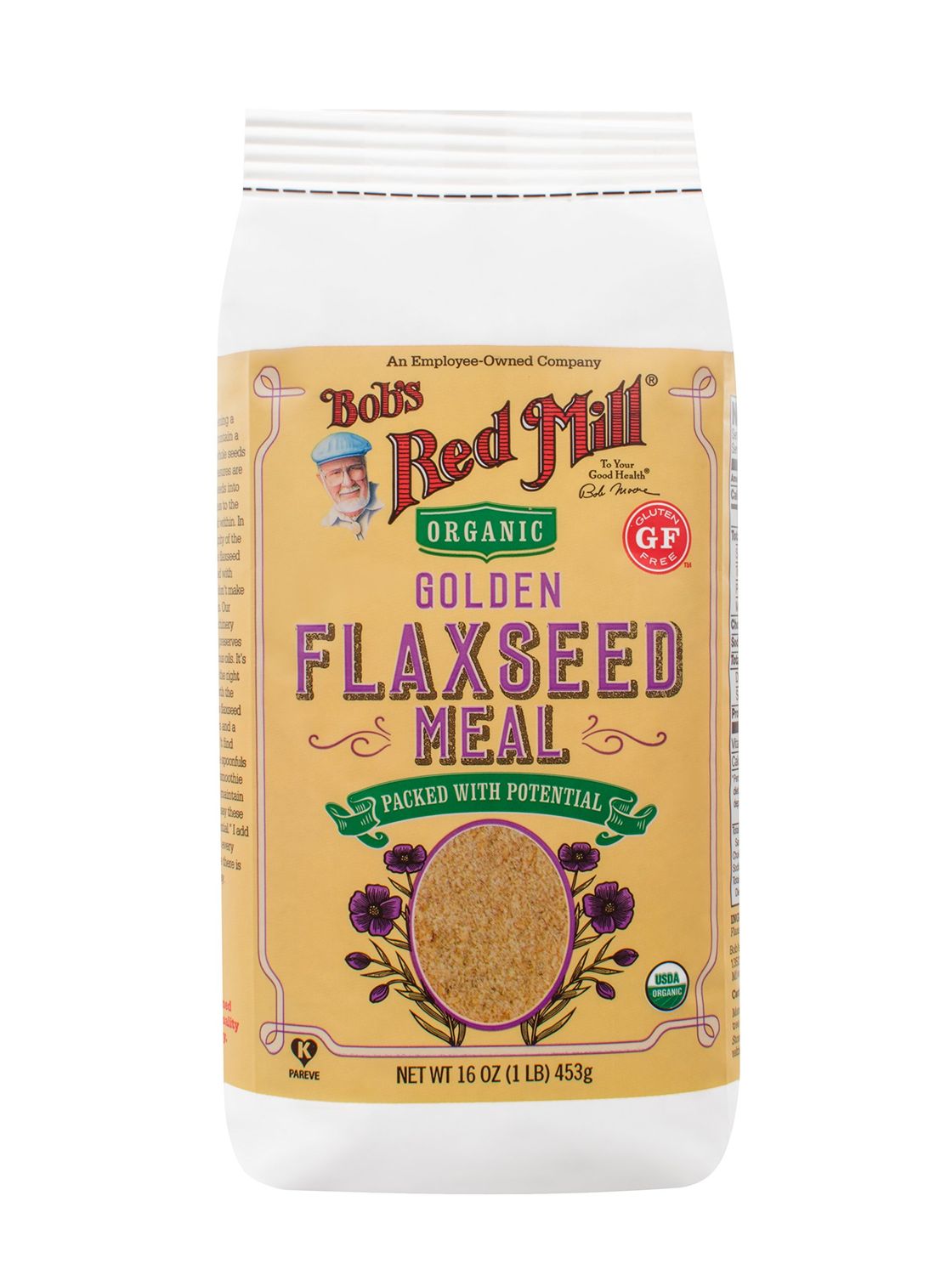 Bob&#39;s Red Mill Golden Flaxseed Meal, Organic, Gluten Free, Whole Ground, 16 Ounce