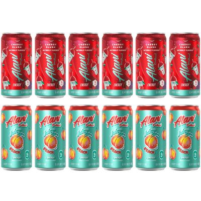 Generic Alani Energy Drink Mini Cans, Juicy Peach &amp; Cherry Slush, 8.4 Fl Oz Cans (12 Pack)