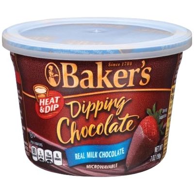 Baker&#39;s, Dipping Chocolate, Real Milk Chocolate, 7-Ounce Microwavable Bowls(Pack of 2)