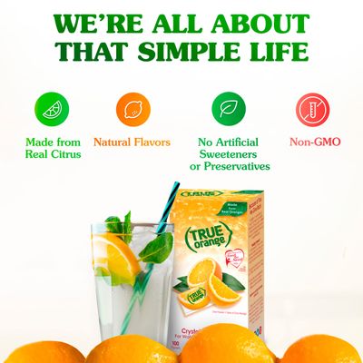 TRUE ORANGE Water Enhancer, Bulk Dispenser Pack - 100 Count (Pack of 1)| Zero Calorie Flavoring | For Water, Bottled Iced Tea &amp; Recipes Flavor Packets Made with Real Oranges