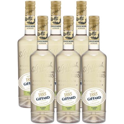 Giffard Depuis 1885 Ginger Alcohol-Free Liqueur 6 Pack-Made in France, 700ml Bottles, Perfect for Spritzers, Mixed Drinks