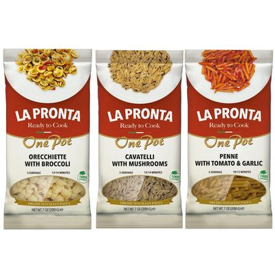 3 Pack of Pasta Quick Meal, Orecchiette with Broccoli, 12-14 min Three Dishes Quick Meals, made in Italy, quick meals, La Pronta