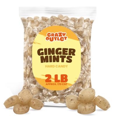 Ginger Mints Hard Candy - Bulk Pack 2 Pounds (About 180 Count) - Old-Fashioned Sweets