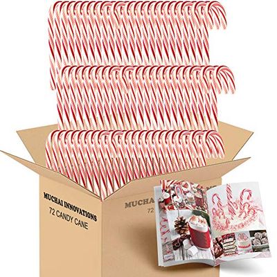 Candy Cane Peppermint Flavored | 72 Pieces Individually Wrapped | Free Creative Idea Booklet Included. (Red &amp; White)