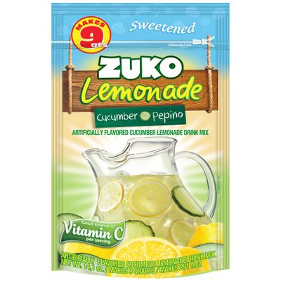 ZUKO Cucumber Instant Powder Drink, Family Pack, No Sugar Needed, 14.1 Oz (Pack of 6)