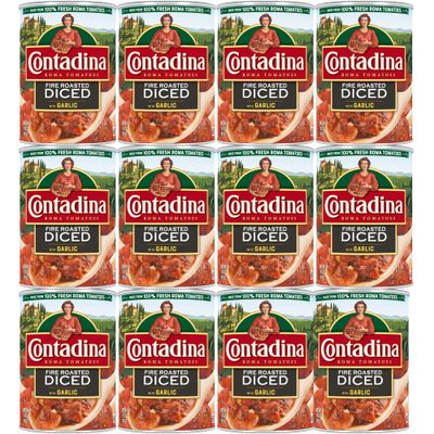 Contadina Fire Roasted Diced Tomatoes with Garlic, 12 pack of14.5 oz Can